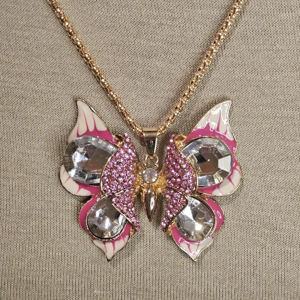 PINK BUTTERFLY NECKLACE